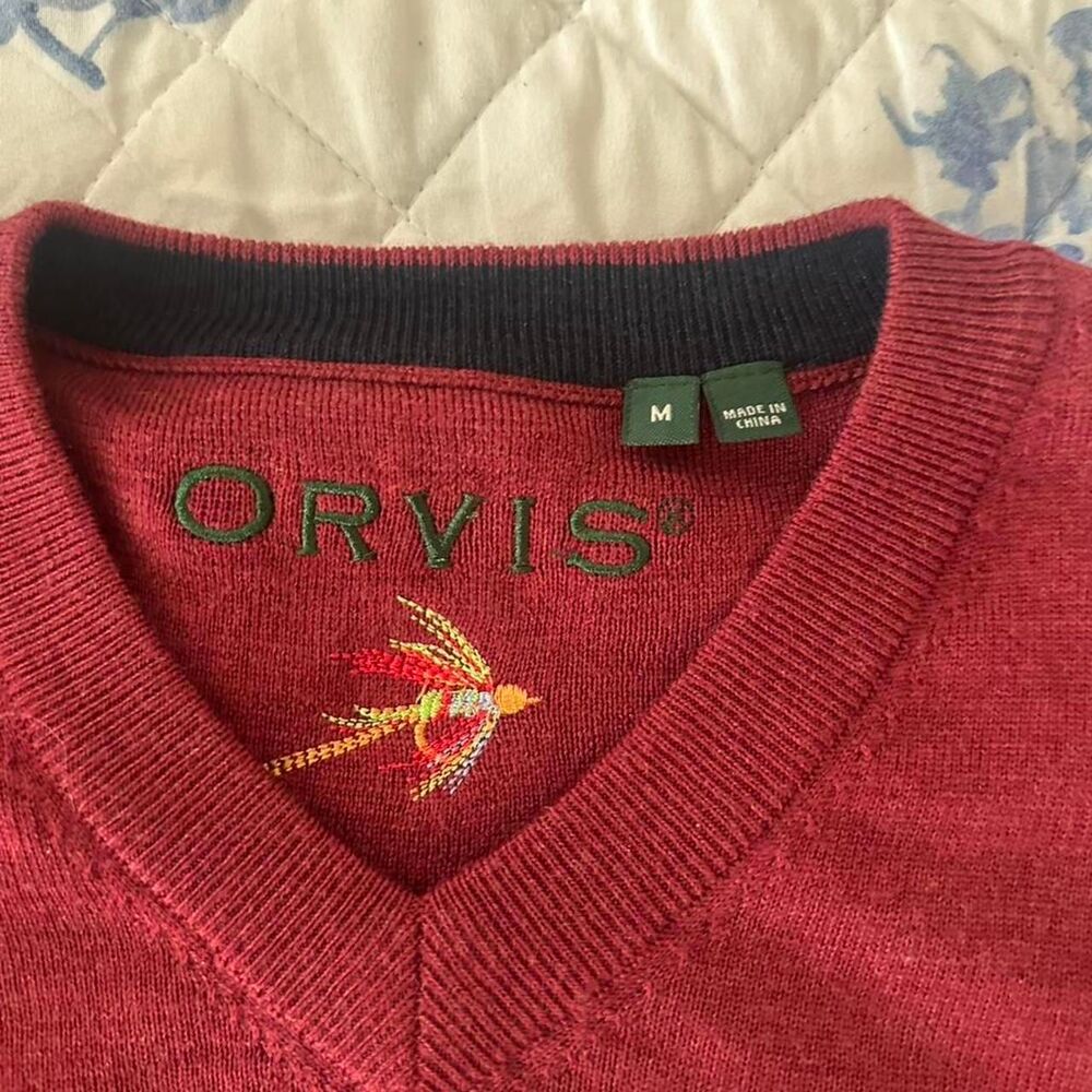 Orvis Men's Burgundy and Red Jumper